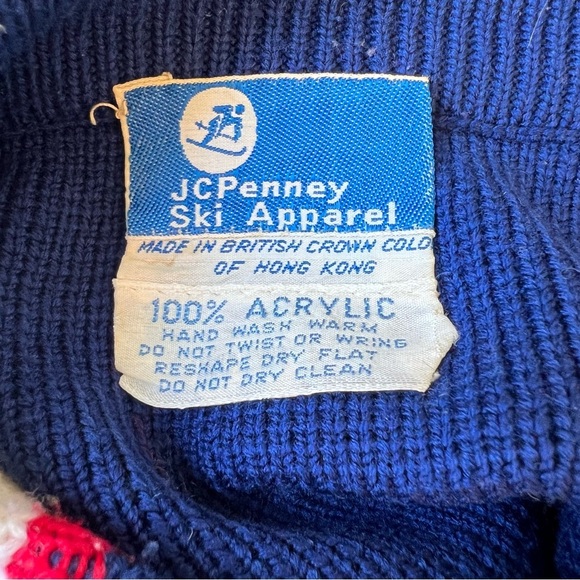 Vintage JCPenny Ski Apparel Blue Red/White Stripe Knit Sweater See Measure - Picture 5 of 5
